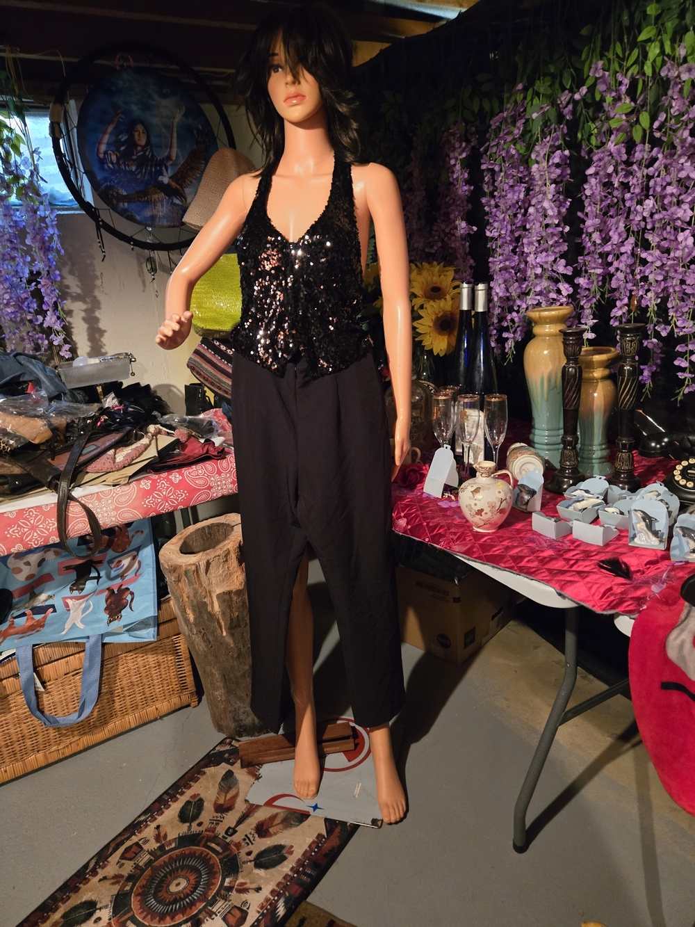 Zara Black Sequin Halter Jumpsuit